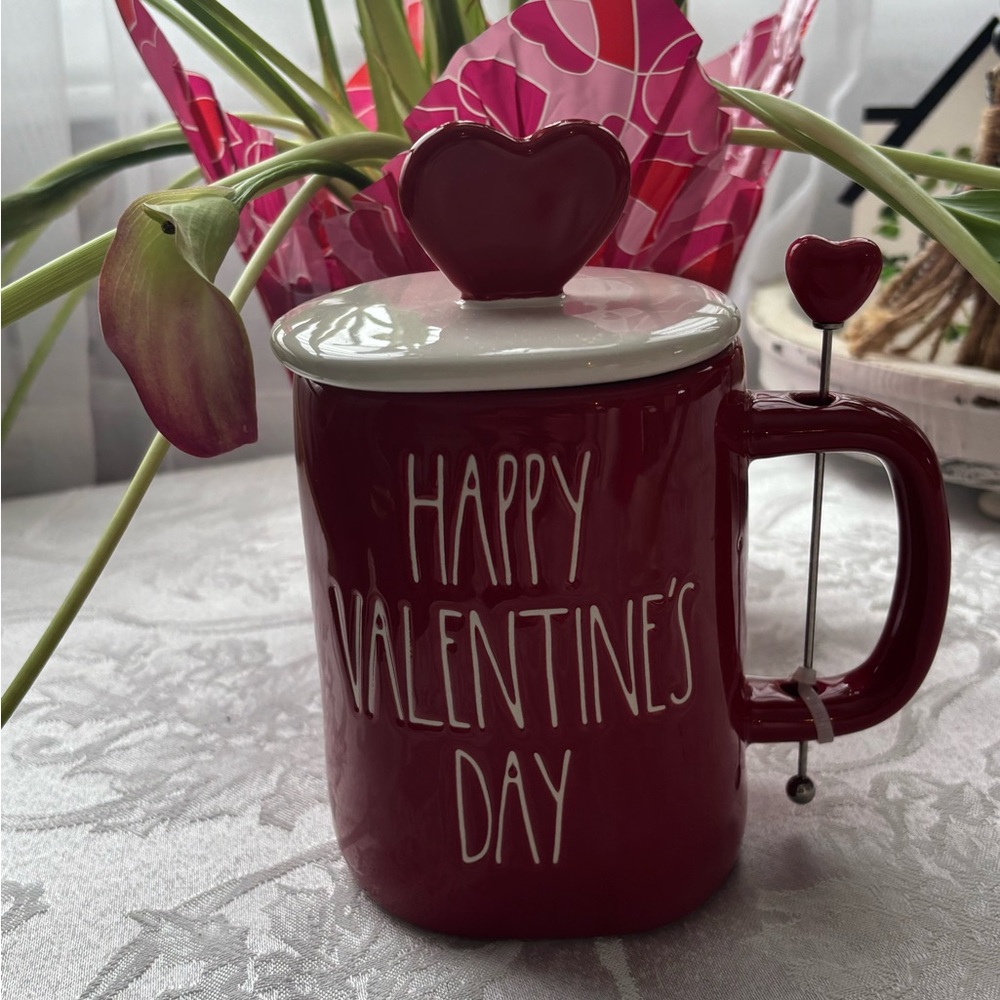 Rae Dunn Red Valentine's Day Mug with Heart Lid